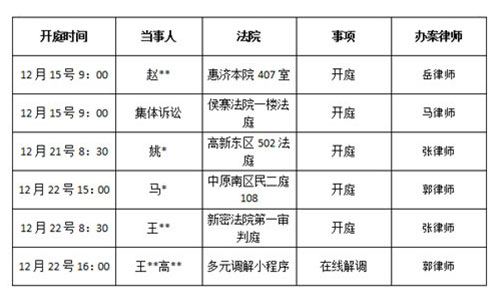 錦盾律師事務(wù)所2020年12月12-22號(hào)<庭審公告>